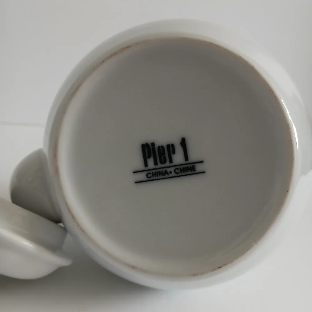Pier 1 White Tea Set Boho Rafia Handle Asian Cottage